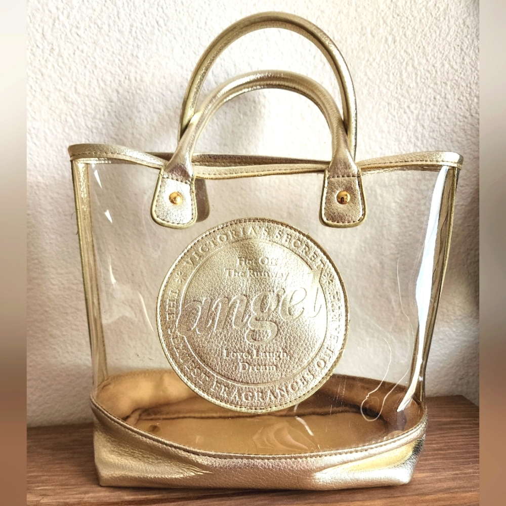 VTG Victoria's Secret Gold Transparent Tote Bag